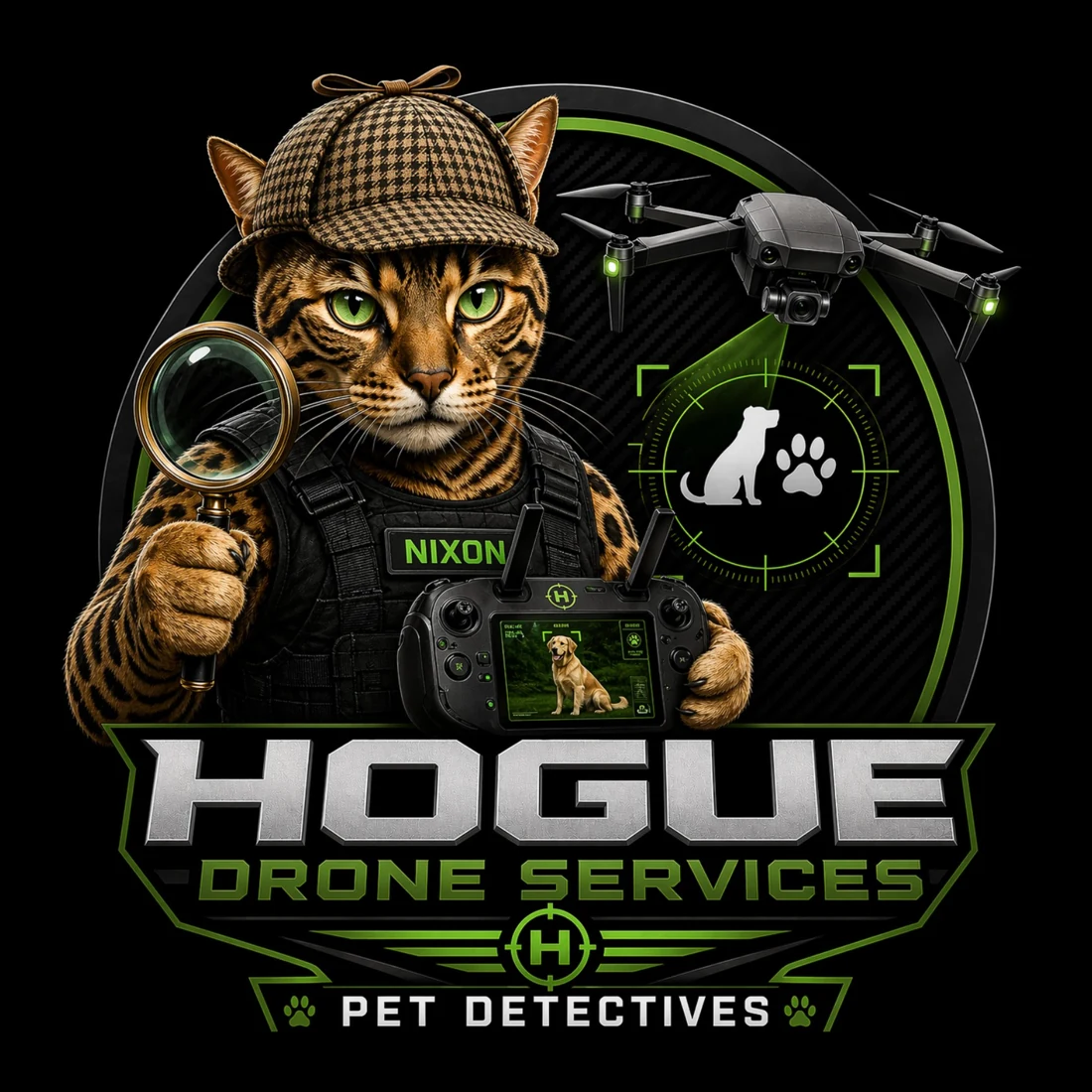 HDS Pet Detectives logo featuring Nixon